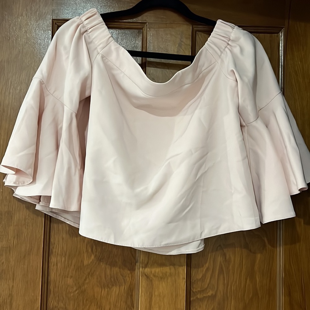 Top shop off the shoulder bell sleeve blouse